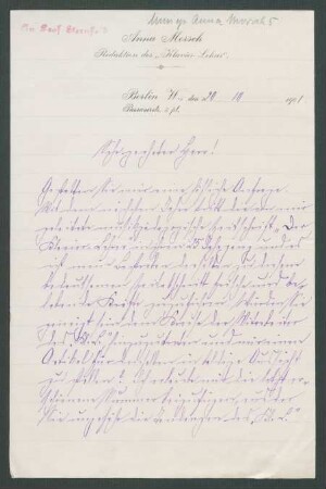 Brief an Richard Sternfeld : 20.10.1901