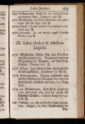 III. Libri Medici & Medico-Legales.
