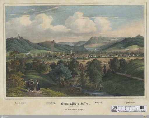 Groß u. Klein Süssen von der Mitagseite : Staufeneck, Ramsberg, Donzdorf, Scharfenstein