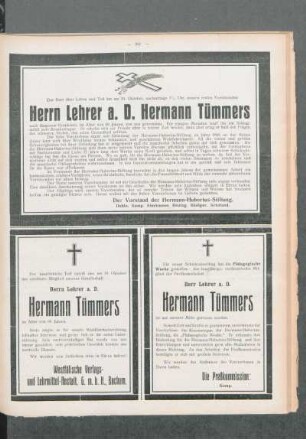 [Nachruf] : [Hermann Tümmers]