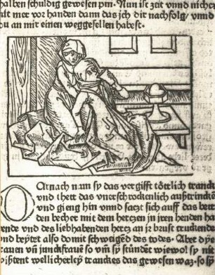 ... trinkt den Giftbecher : ... trinkt den Giftbecher. Holzschnitt (1401/1500)