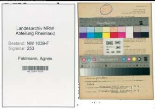 Entnazifizierung Agnes Feldmann , geb. 08.04.1885 (Geschaeftsinhaberin)