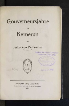Gouverneursjahre im Kamerun