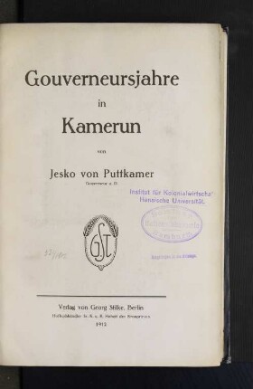 Gouverneursjahre im Kamerun