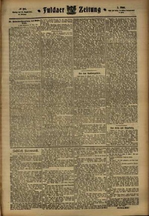 Zweite Ausgabe vom Montag, den 28. August 1911.
