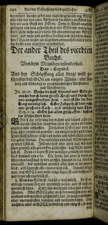Das 1. Capitel. Aus der Schöpffung aller Dinge weird geschlossen, daß Gott ein ewiges Wesen, [...].