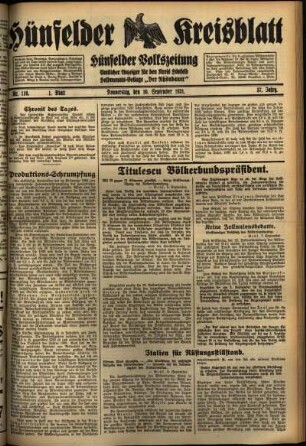 Erste Ausgabe vom Donnerstag, den 10. September 1931.