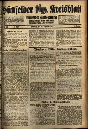 Erste Ausgabe vom Donnerstag, den 10. September 1931.