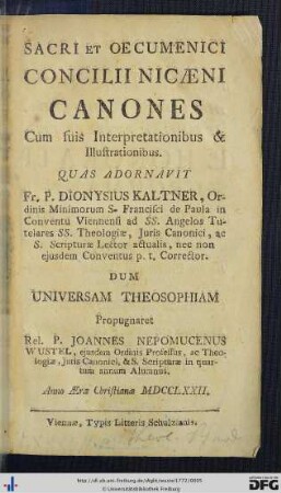 Sacri Et Oecumenici Concilii Nicaeni Canones : Cum suis Interpretationibus & Illustrationibus