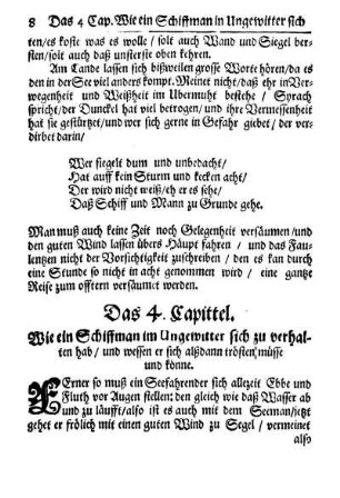 Wie ein Schiffman im Ungewitter sich zu verhalten hab, und wessen er sich alßdann trösten müsse und könne.