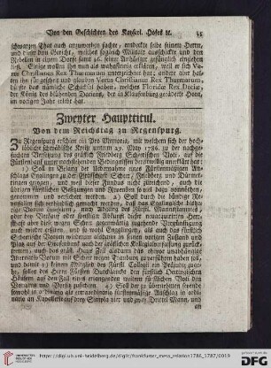 Zweyter Haupttitul: Von dem Reichstag zu Regenspurg