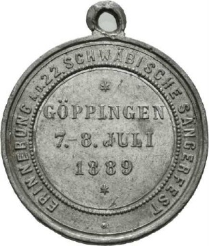 Medaille auf das 22. Schwäbische Sängerfest in Göppingen 1889