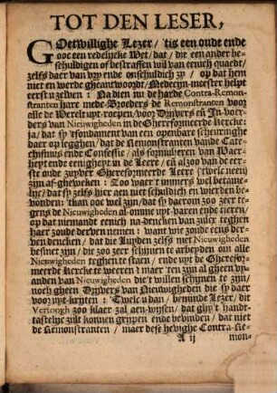 Vertoogh van verscheyden nieuwigheden, nopende principalijc d'absolute praedestinatie ...