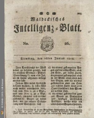 No. 26. Dienstag, den 28ten Junius 1808