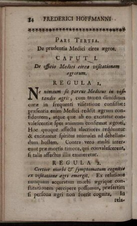 Pars Tertia. De prudentia Medici circa ægros.