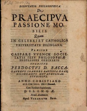 Disp. philos. de praecipua passione mobilis