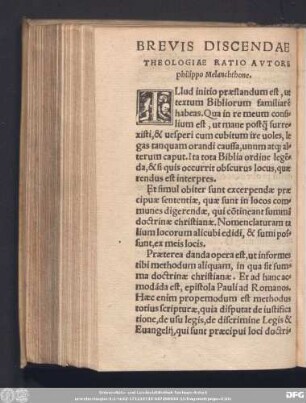 Brevis Discendae Theologiae Ratio Autore philippo Melanchthone.