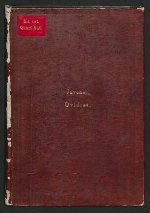 Glossen zu Johannes de Garlandia, Juvenal und Ovid : Ms. lat. qu. 540