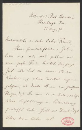 Brief an Karl Klindworth : 13.08.1896