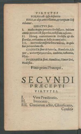 Secundi Praecepti Virtutes.