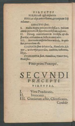 Secundi Praecepti Virtutes.