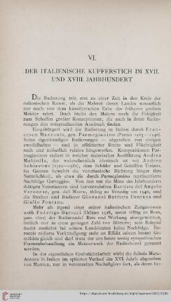 VI. Der italienische Kupferstich im XVII. und XVIII. Jahrhundert