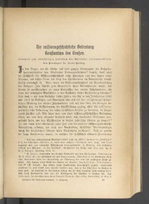 Die Missionsgeschichtliche Bedeutung Konstantins des Großen
