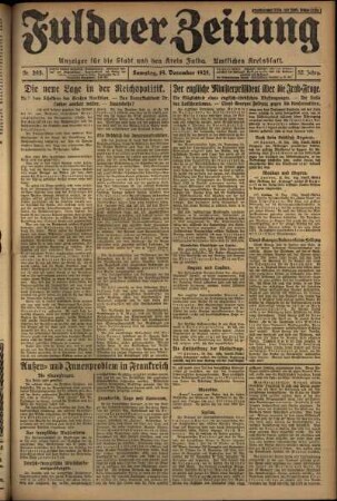 Erste Ausgabe vom Samstag, den 19. Dezember 1925.