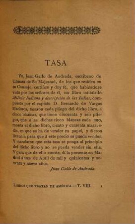 Milicia y descripción de las Indias, 1 = 8