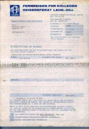 Reiseunterlagen eines Reisebüros der Bundesrepublik für eine Sibirien-Mittelasien-Reise - Sachkonvolut