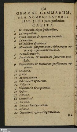 Gemmae Gemmarum, Seu Nomenclatoris Had. Iunii pars posterior