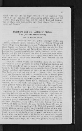 Hamburg und die Göttinger Sieben. : Eine Jahrhunderterinnerung.
