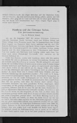 Hamburg und die Göttinger Sieben. : Eine Jahrhunderterinnerung.