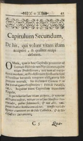 Capitulum Secundum.