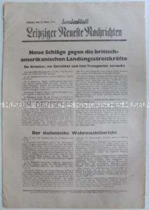 Sonderblatt der "Leipziger Neuesten Nachrichten" u. a. zu Kämpfen der deutschen Wehrmacht in Nordafrika, im Kaukasus und zur vollständigen Besetzung Südfrankreichs