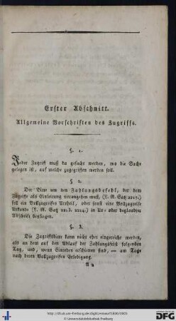Erster Abschnitt. Allgemeine Vorschriften des Zugriffs.