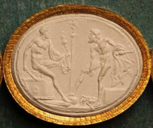 Odysseus und Diomedes streiten sich um das Palladion (Daktyliothek, Supplement)