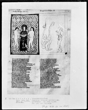 Speculum humanae salvationis — Buchseite mit zwei Miniaturen, Folio 4recto