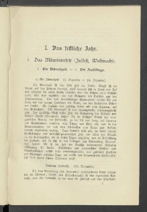 I. Das festliche Jahr
