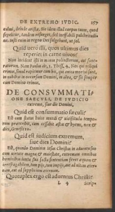 De Consummatione Saeculi, De Iudicio extremo, sive die Domini.