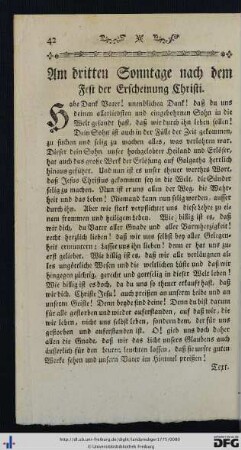 Am dritten Sonntage nach dem Fest der Erscheinung Christi.