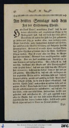 Am dritten Sonntage nach dem Fest der Erscheinung Christi.