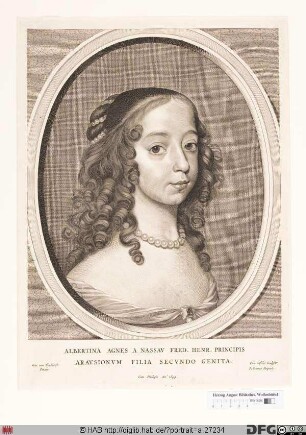 Bildnis Albertine Agnes, Fürstin von Nassau-Diez, geb. Prinzessin von Oranien