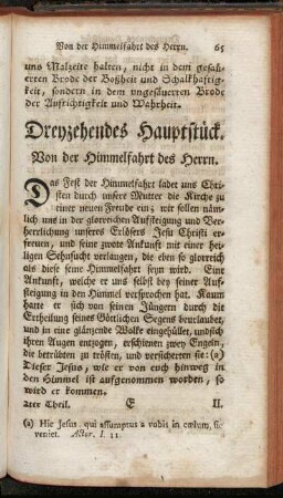 Dreyzehendes Hauptstück. Von der Himmelfahrt des Herrn. - Vierzehendes Hauptstück. Von dem heiligen Pfingstfest.