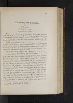Zur Überhitzung von Kristallen.