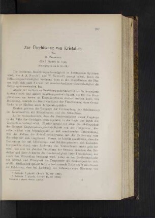 Zur Überhitzung von Kristallen.