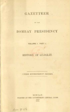 Vol. 1, Pt. 1: History of Gujarát