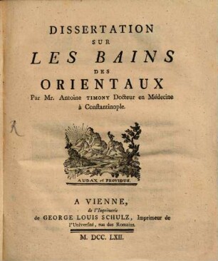 Dissertation Sur Les Bains Des Orientaux