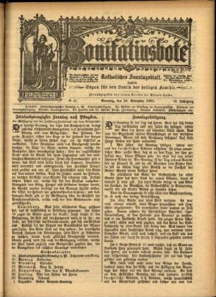 Erste Ausgabe vom Sonntag, den 24. November 1895.