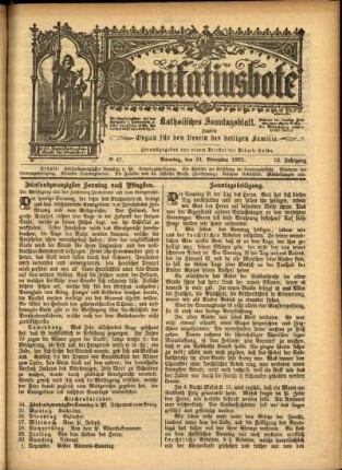 Erste Ausgabe vom Sonntag, den 24. November 1895.